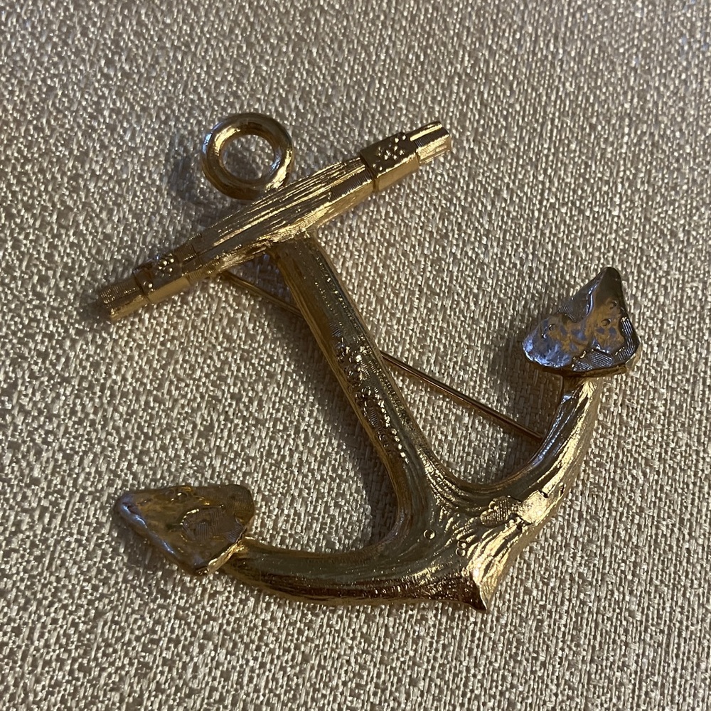 Napier Goldtone Anchor Brooch